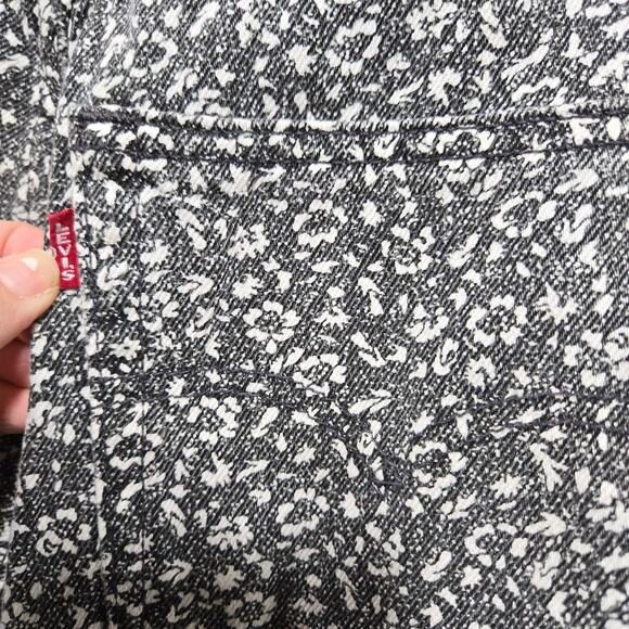 Levi's Black White Floral Baggy Dad Wellthread High Rise Straight Jeans Size 26 - Picture 11 of 16